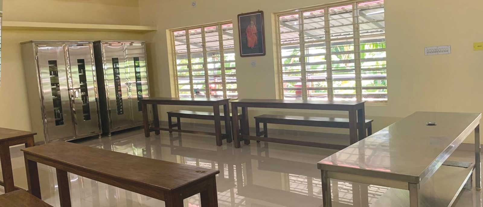 Clean and welcoming dining hall at the retreat home